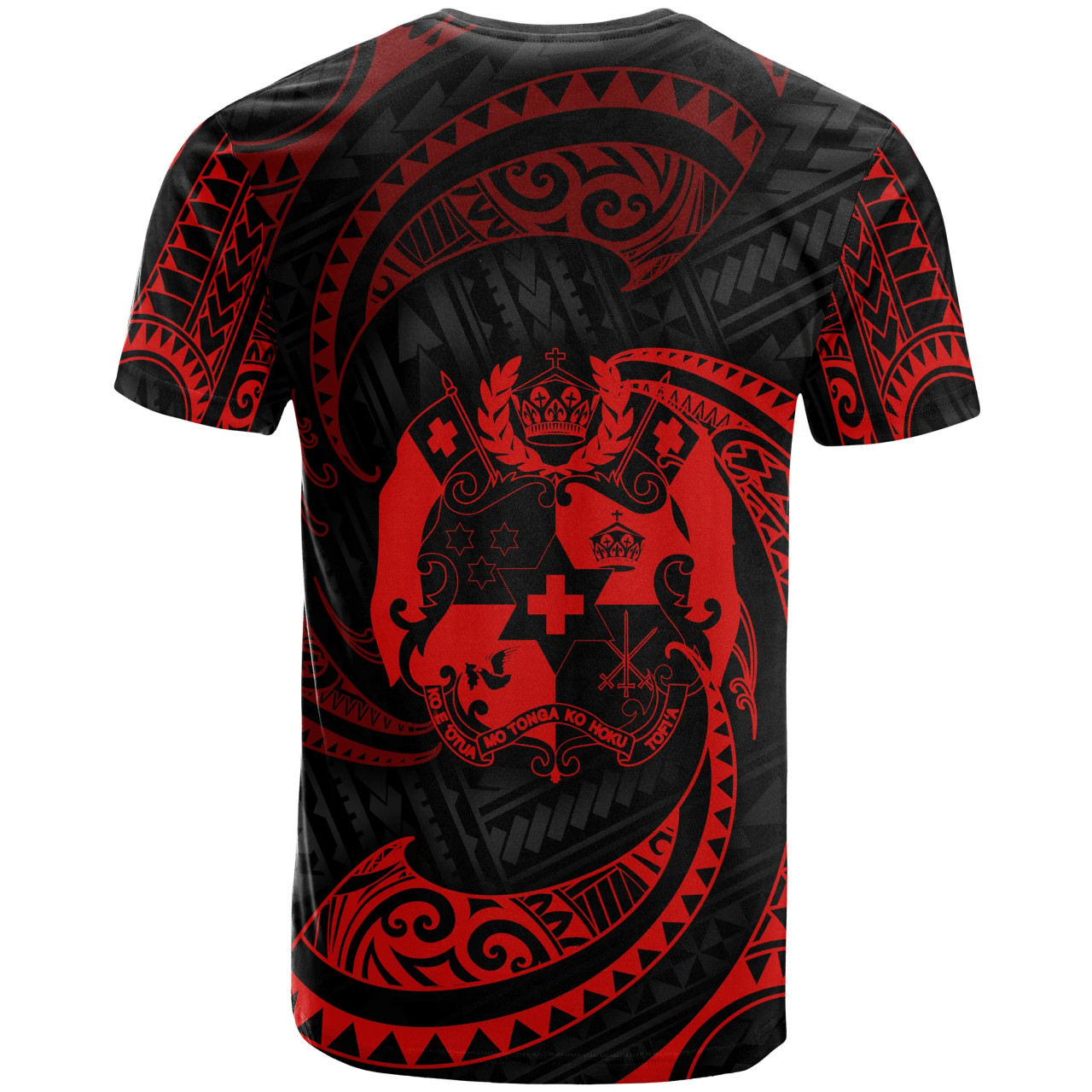 Tonga Polynesian Custom Personalised T-Shirt - Red Tribal Wave