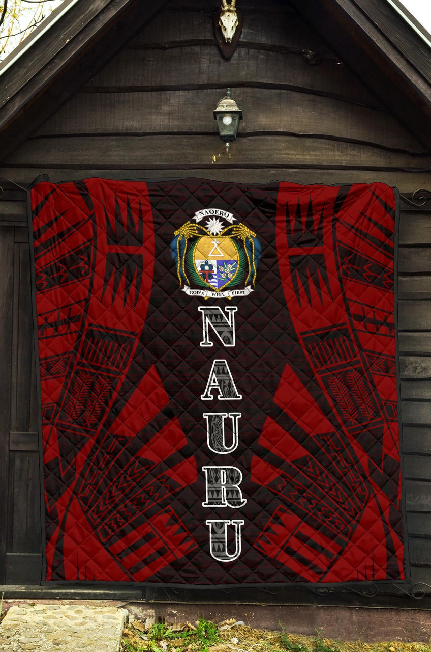 Nauru Premium Quilt - Nauru Coat Of Arms Polynesian Red Tattoo 5