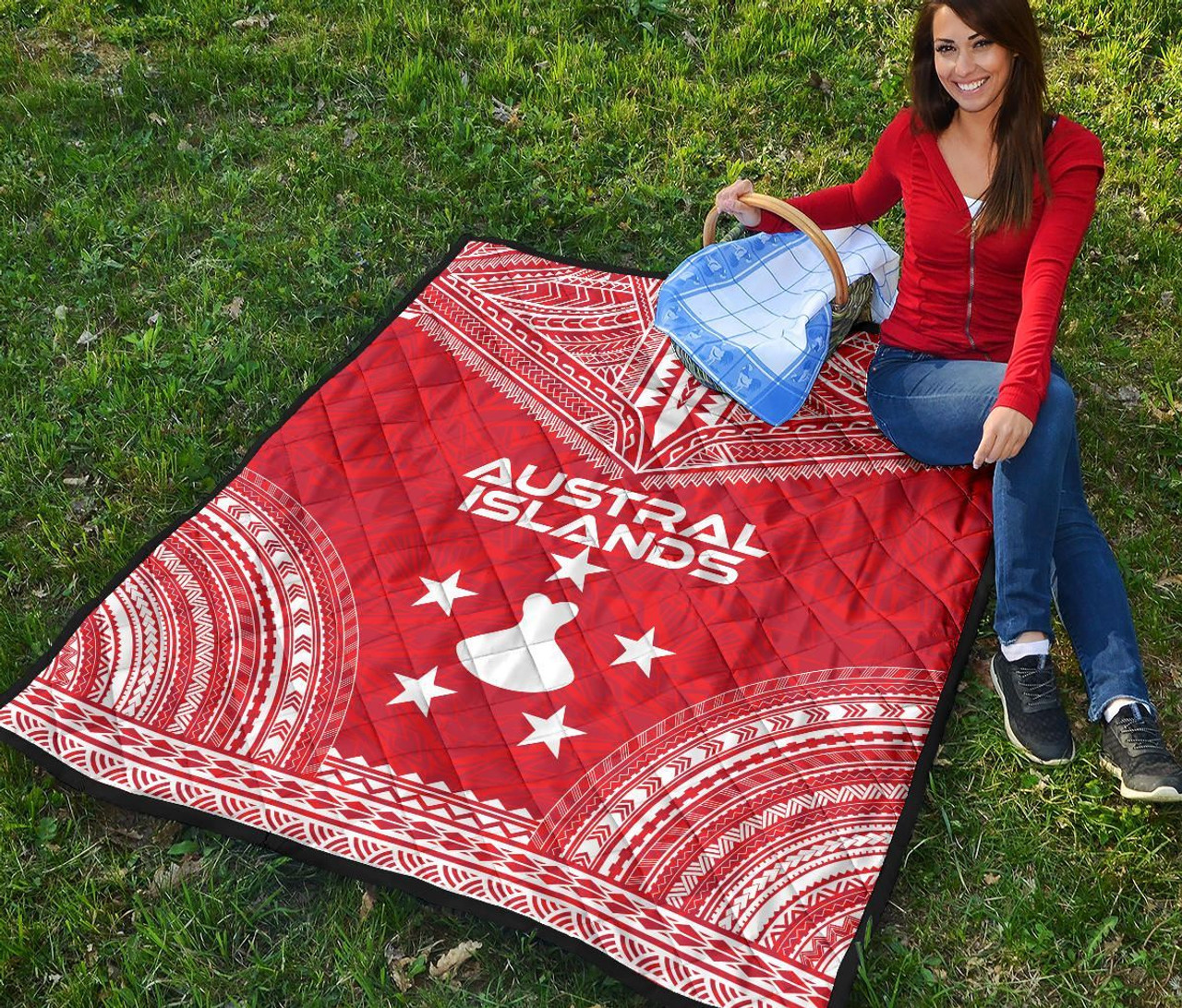 Austral Islands Premium Quilt - Austral Islands Flag Polynesian Chief Red Version 4