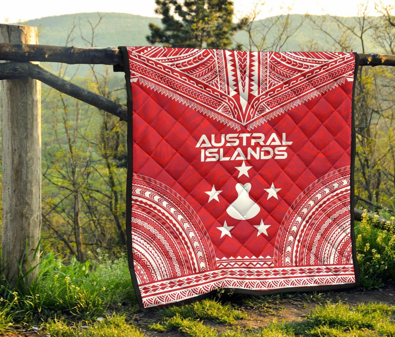 Austral Islands Premium Quilt - Austral Islands Flag Polynesian Chief Red Version 6