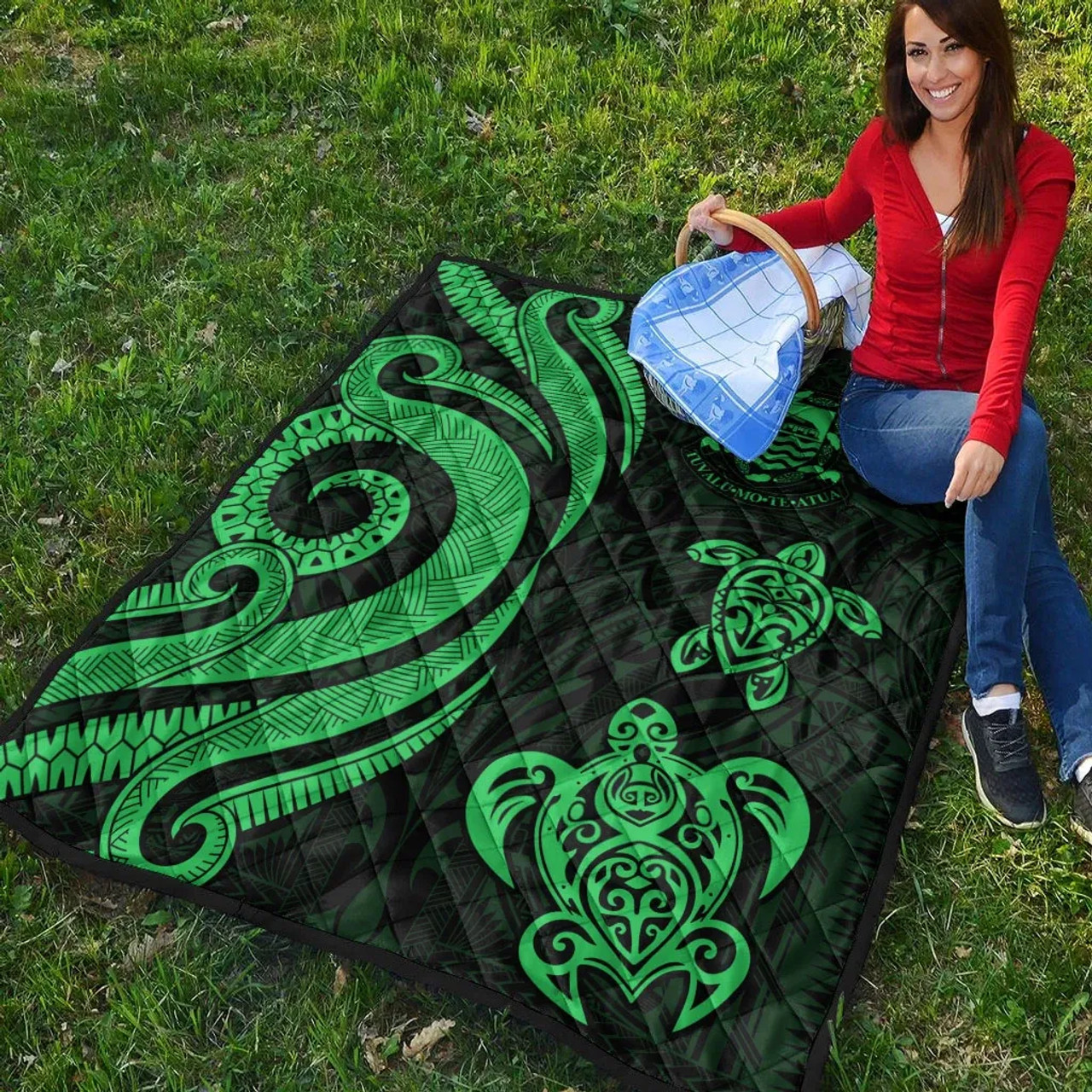 Tuvalu Premium Quilt - Green Tentacle Turtle 10