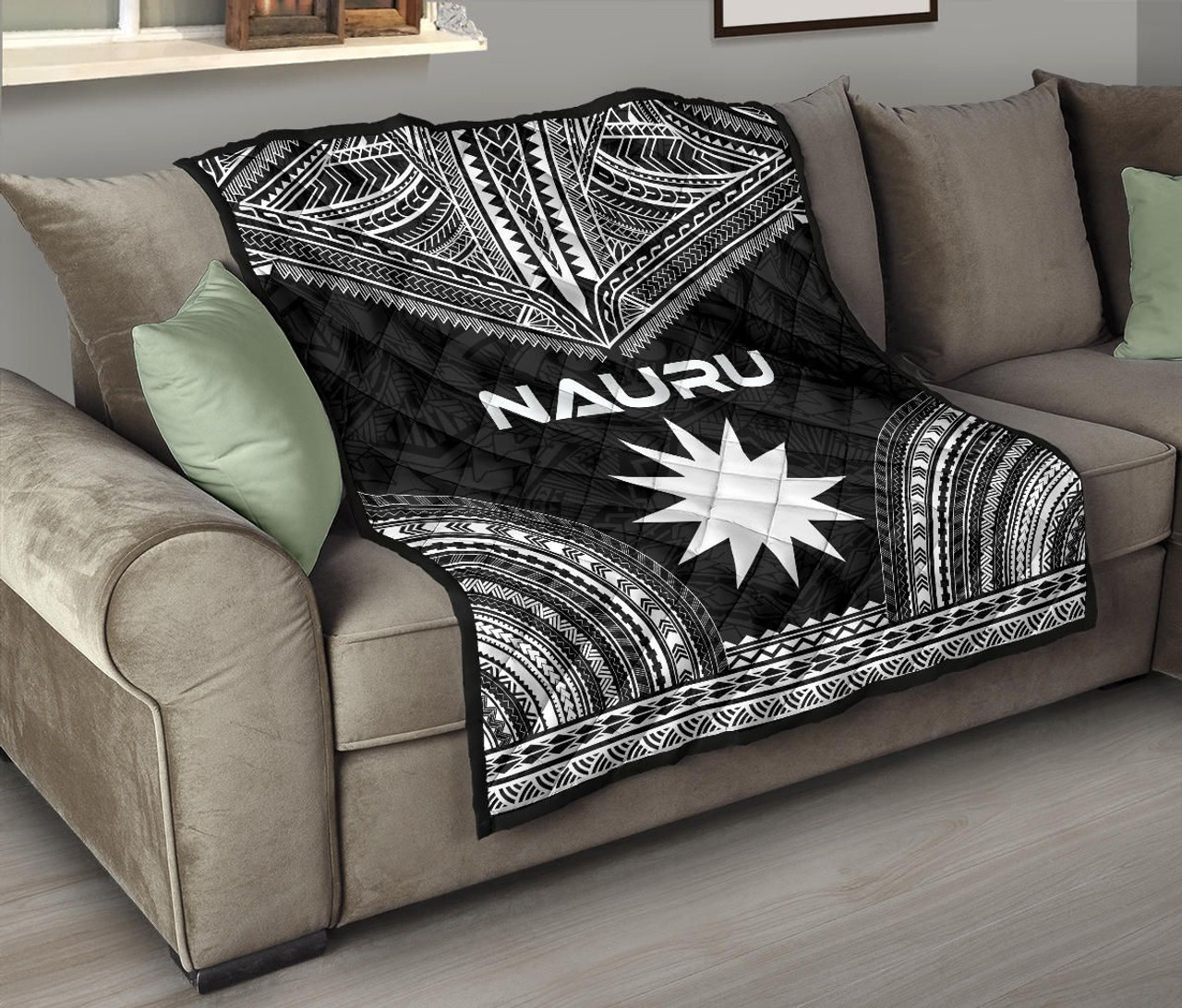 Nauru Premium Quilt - Nauru Flag Polynesian Chief Black Version 8