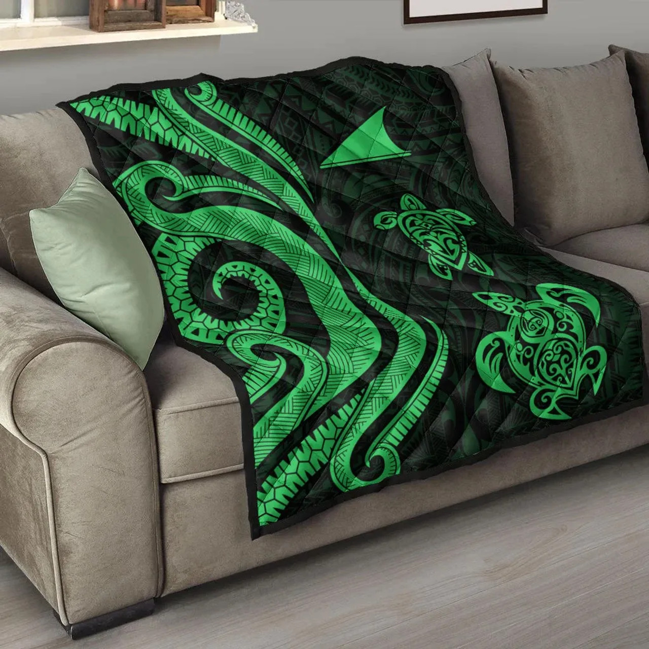 Tokelau Premium Quilt - Green Tentacle Turtle 5