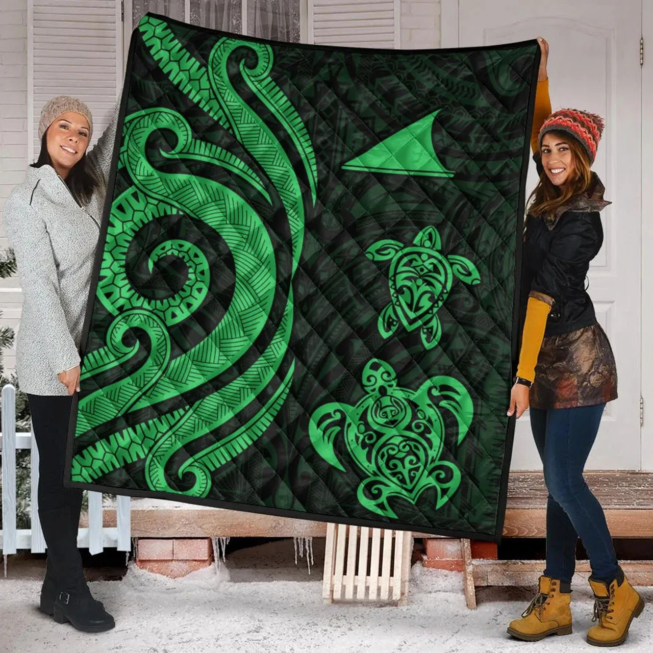 Tokelau Premium Quilt - Green Tentacle Turtle 9