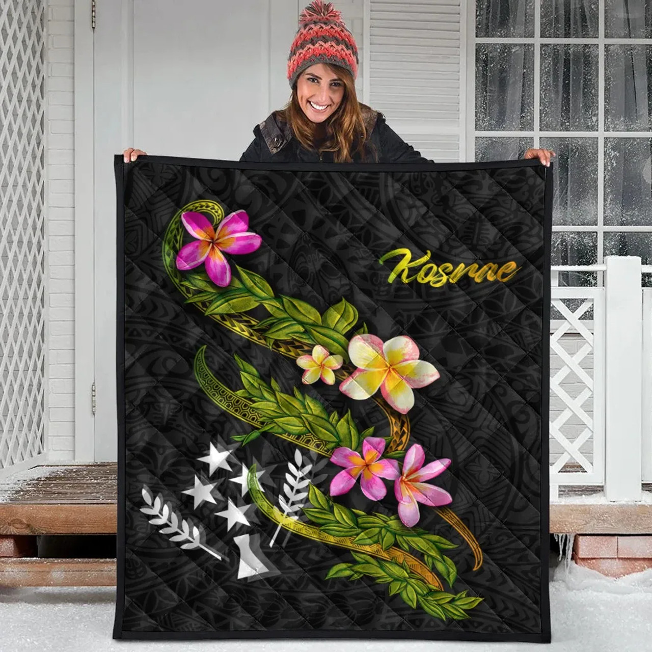 Kosrae Polynesian Quilt - Plumeria Tribal 3