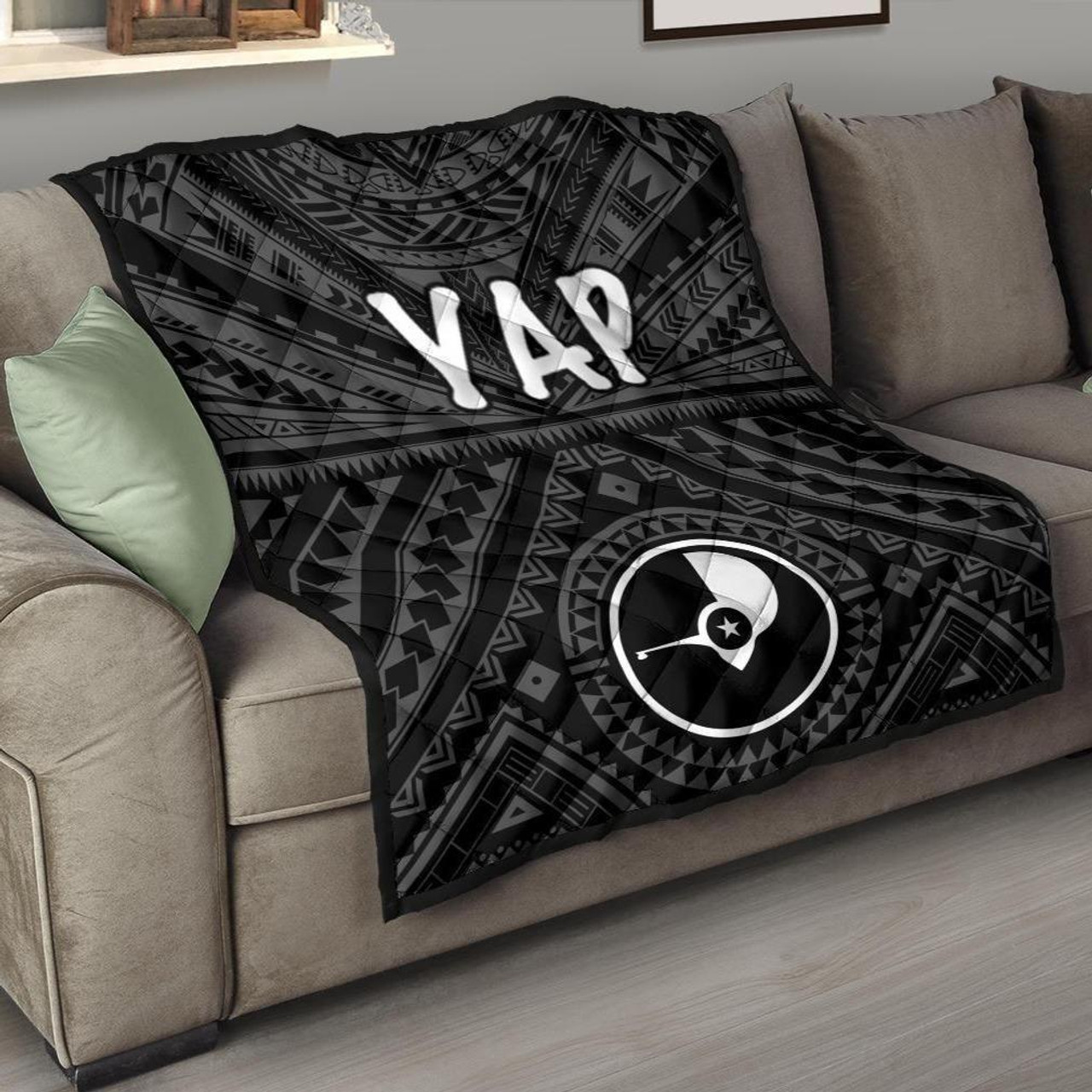 Yap Premium Quilt - Yap Seal With Polynesian Tattoo Style 1