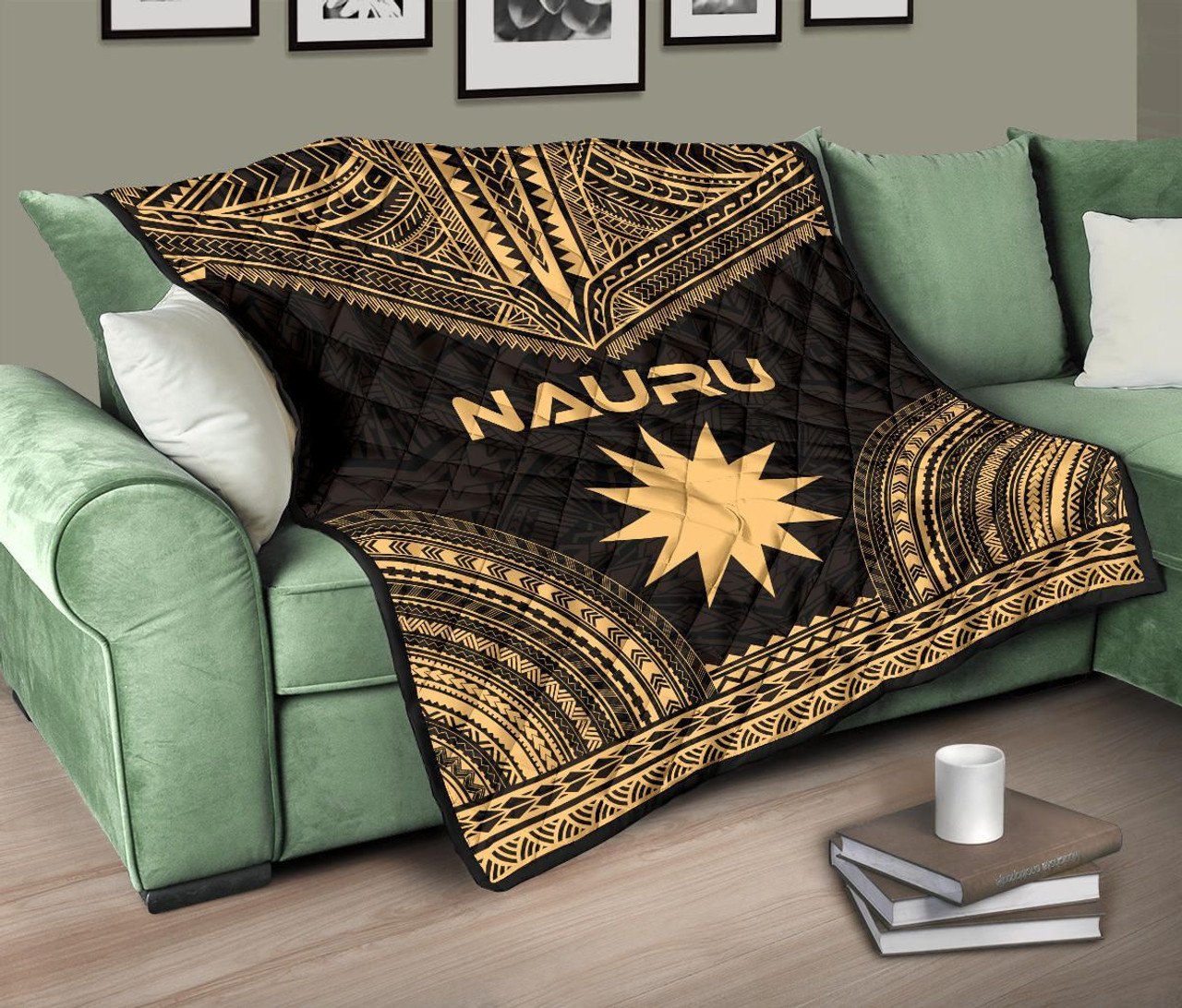 Nauru Premium Quilt - Nauru Flag Polynesian Chief Gold Version 10