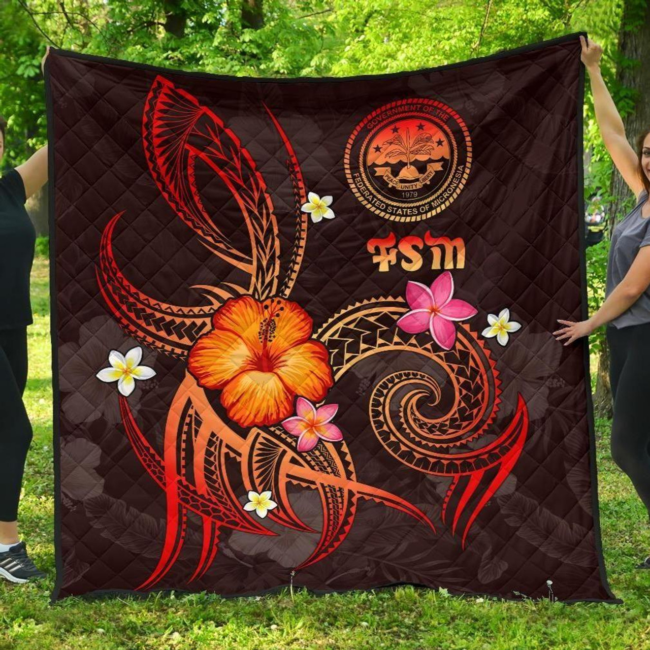 Federated States of Micronesia Polynesian Premium Quilt - Legend of FSM (Red) 1