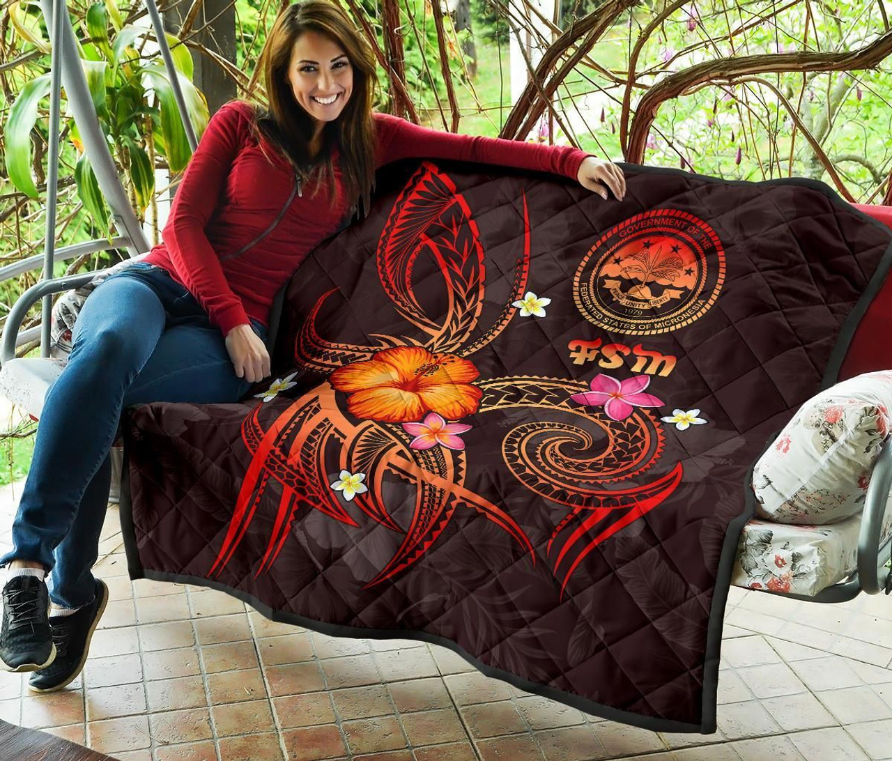 Federated States of Micronesia Polynesian Premium Quilt - Legend of FSM (Red) 7
