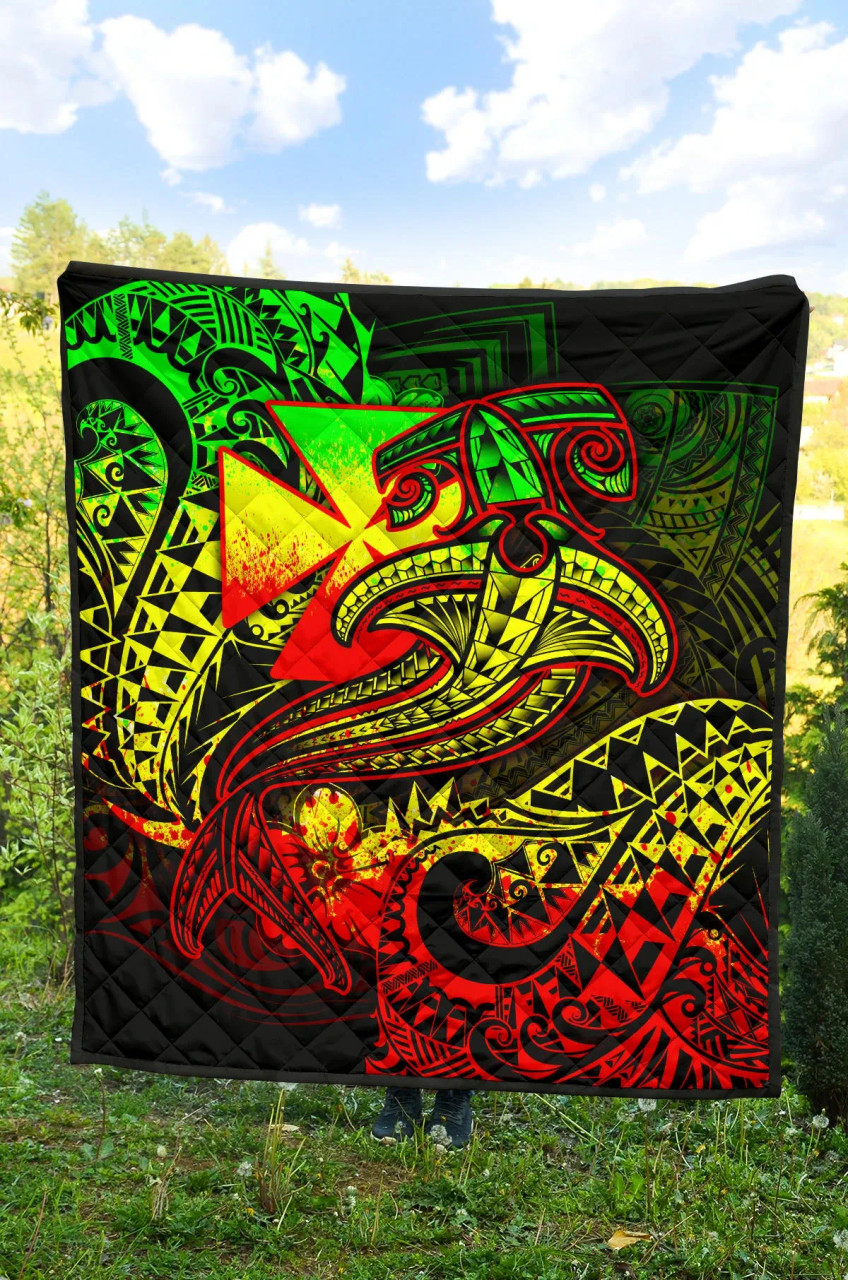 Polynesian Wallis and Futuna Premium Quilt - Reggae Shark Polynesian Tattoo 4