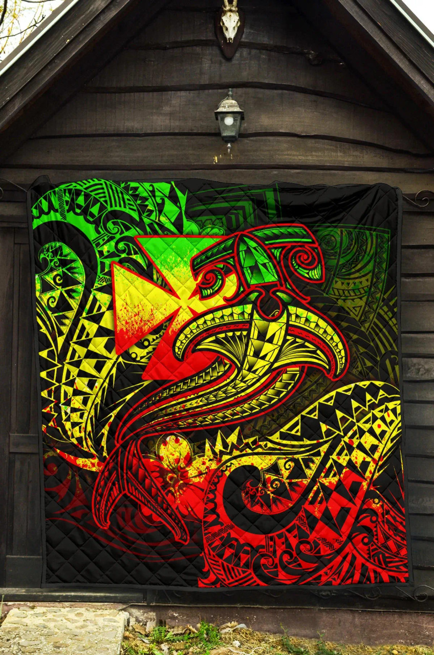 Polynesian Wallis and Futuna Premium Quilt - Reggae Shark Polynesian Tattoo 5