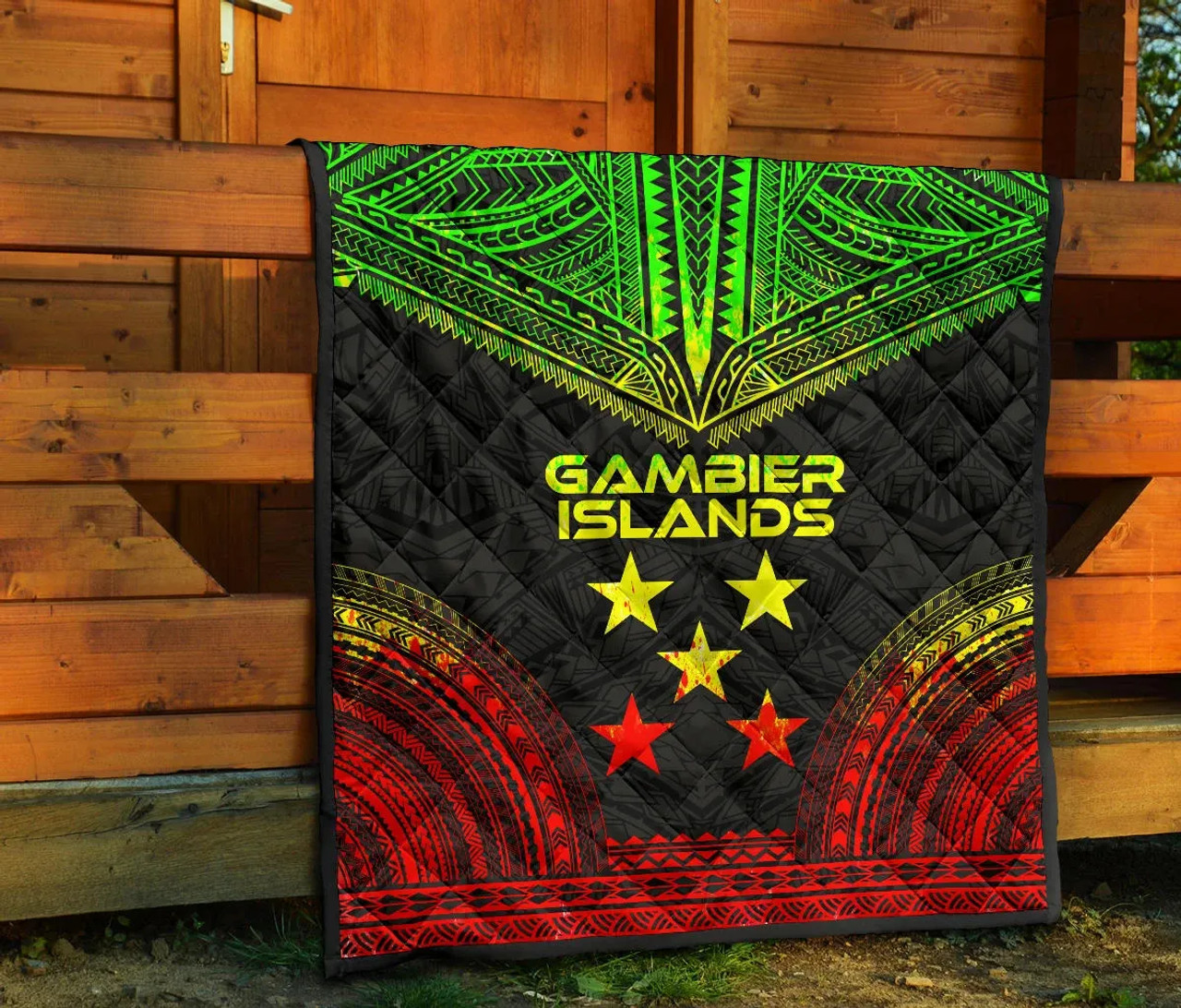 Gambier Islands Premium Quilt - Gambier Islands Flag Polynesian Chief Reggae Version 7