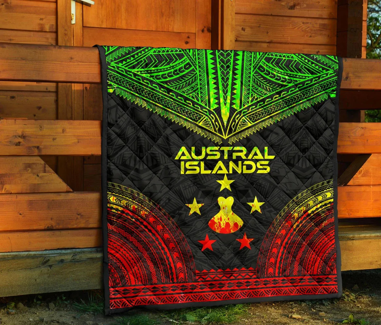 Austral Islands Premium Quilt - Austral Islands Flag Polynesian Chief Reggae Version 7
