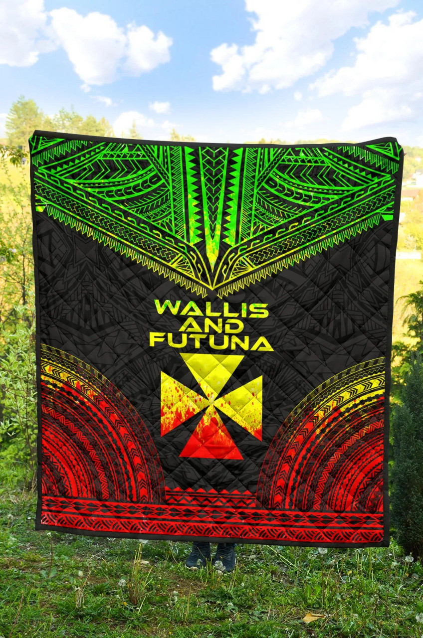 Wallis And Futuna Premium Quilt - Wallis And Futuna Coat Of Arms Polynesian Chief Reggae Version 2