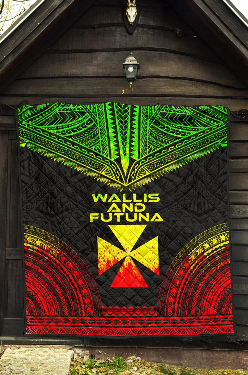 Wallis And Futuna Premium Quilt - Wallis And Futuna Coat Of Arms Polynesian Chief Reggae Version 3