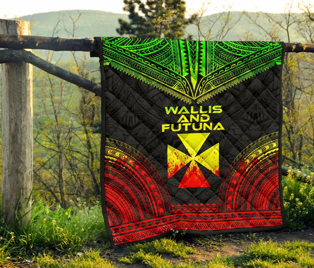 Wallis And Futuna Premium Quilt - Wallis And Futuna Coat Of Arms Polynesian Chief Reggae Version 6