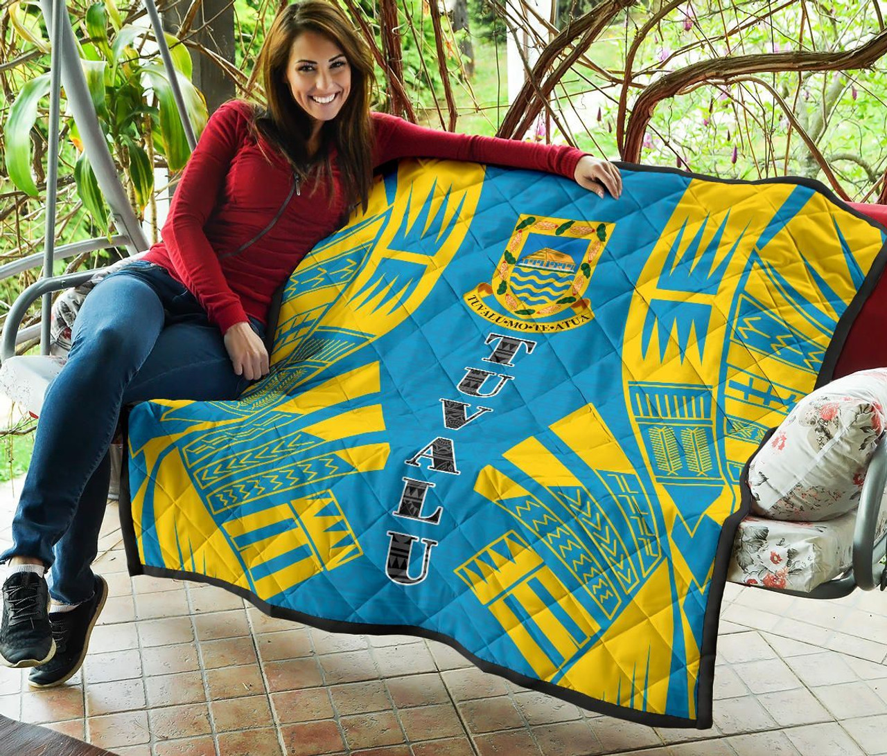 Tuvalu Premium Quilt - Tuvalu Coat Of Arms Polynesian Yellow Tattoo 7