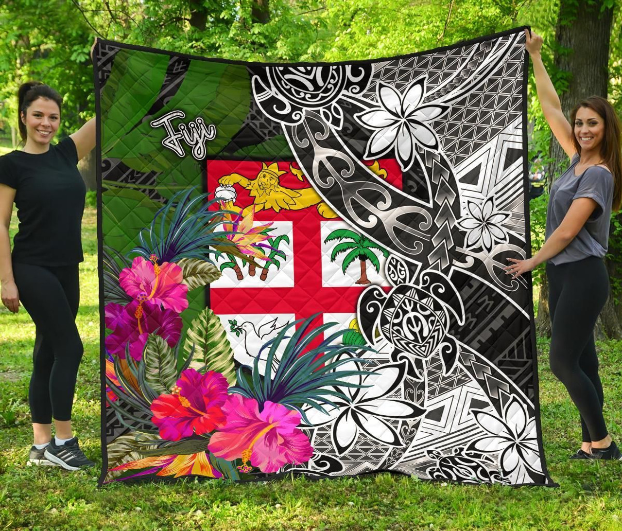 Fiji Premium Quilt - Turtle Plumeria Banana Leaf 1