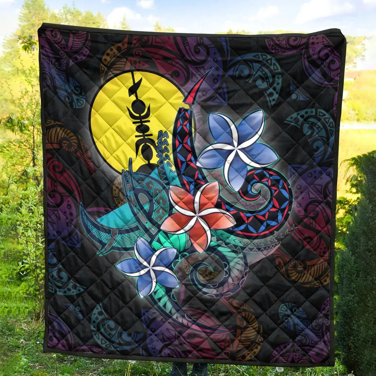 New Caledonia Quilt - Plumeria Flowers Style 4