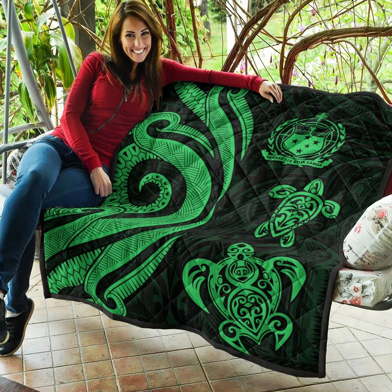 Samoa Premium Quilt - Green Tentacle Turtle 2