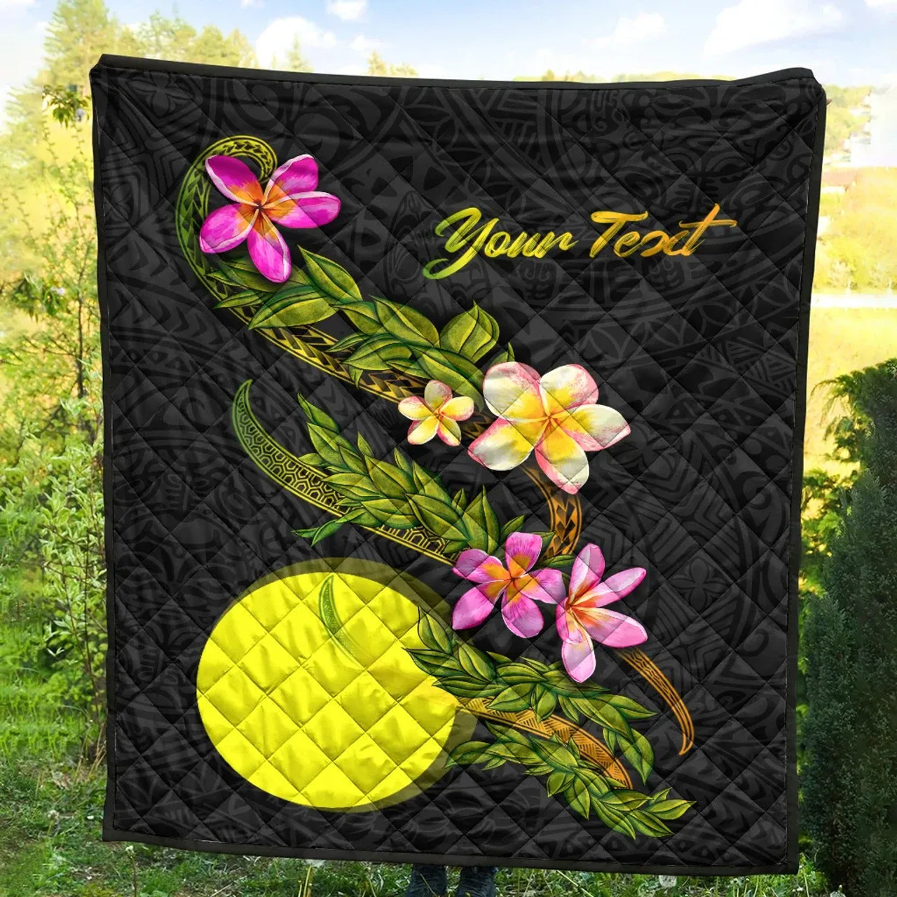 Palau Polynesian Custom Personalised Quilt - Plumeria Tribal 4