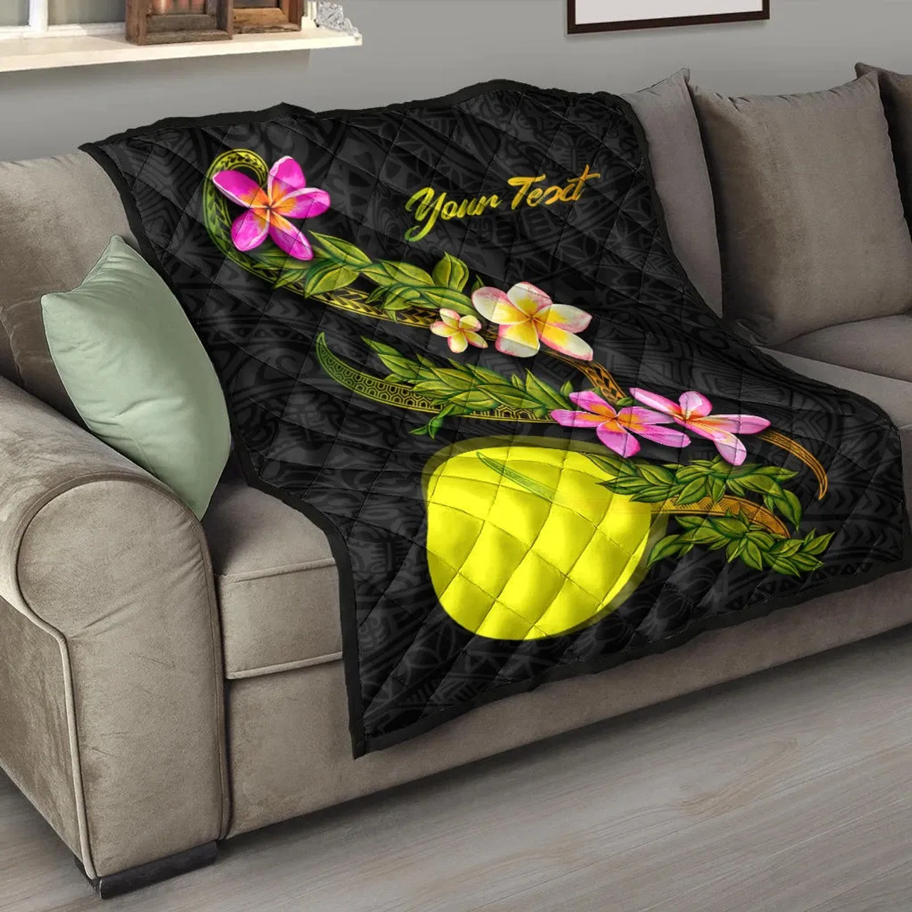 Palau Polynesian Custom Personalised Quilt - Plumeria Tribal 9