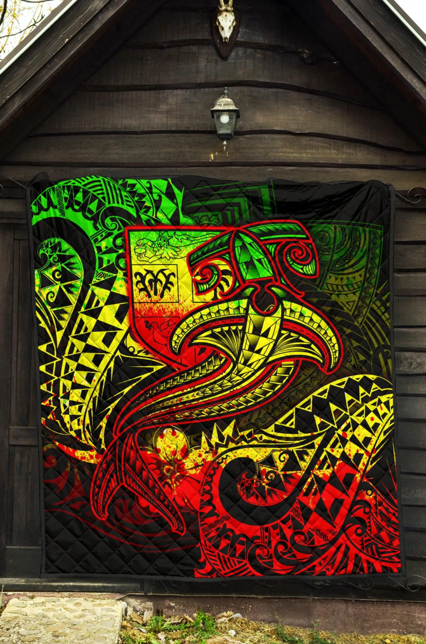 Fiji Premium Quilt - Reggae Shark Polynesian Tattoo 5