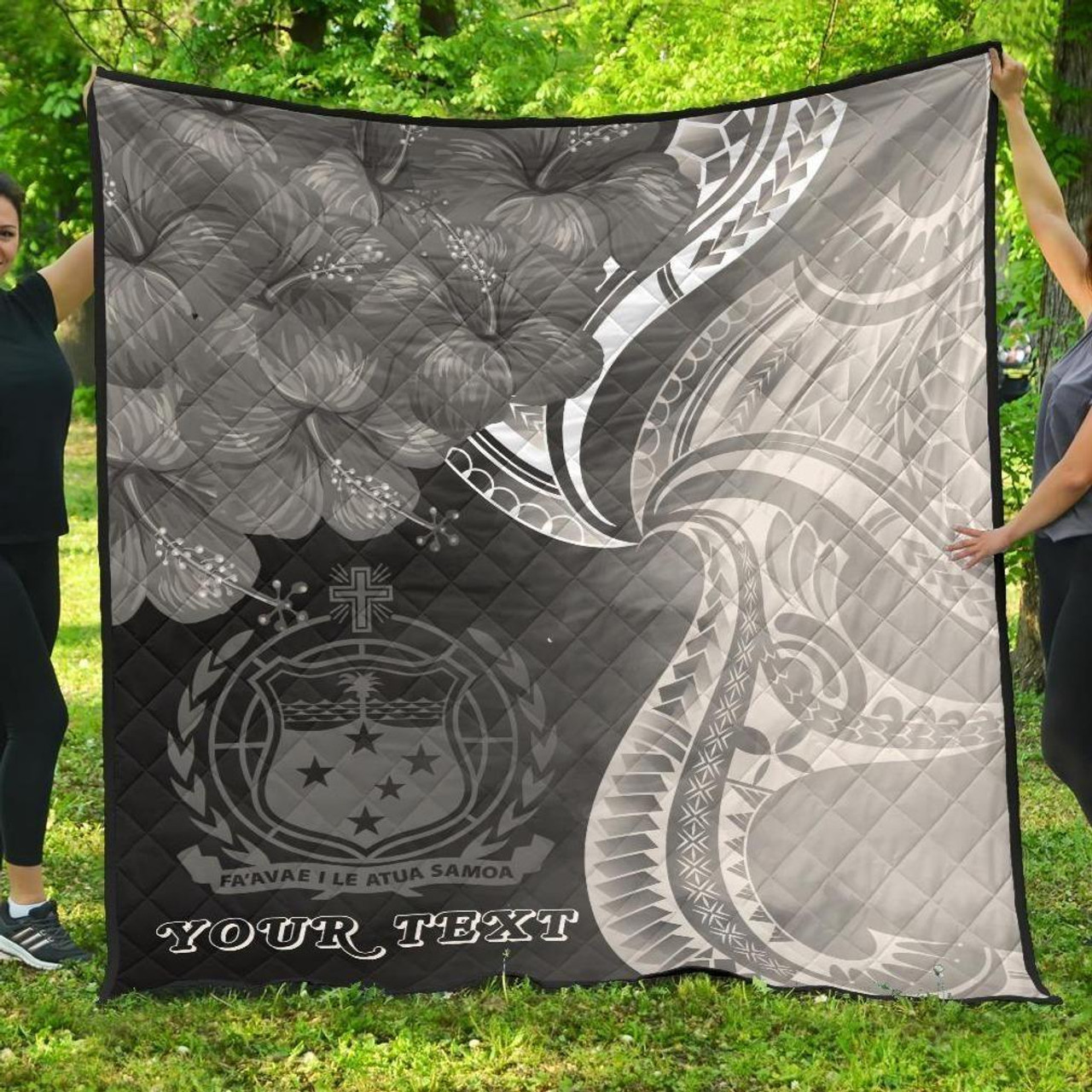 Samoa Custom Personalised Premium Quilt - Samoa Seal Wave Style (Black) 1