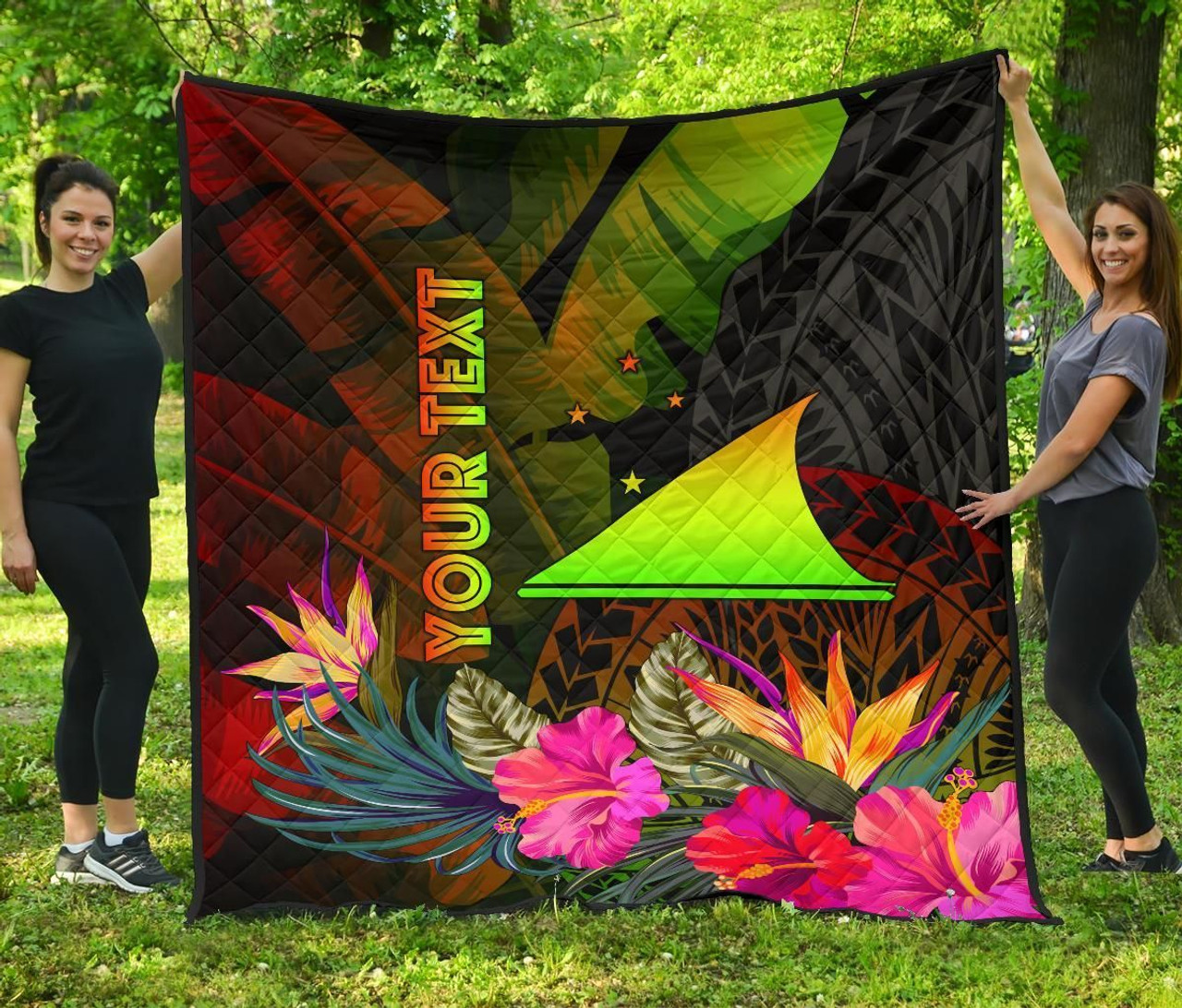 Tokelau Polynesian Personalised Premium quilt - Hibiscus and Banana Leaves 2