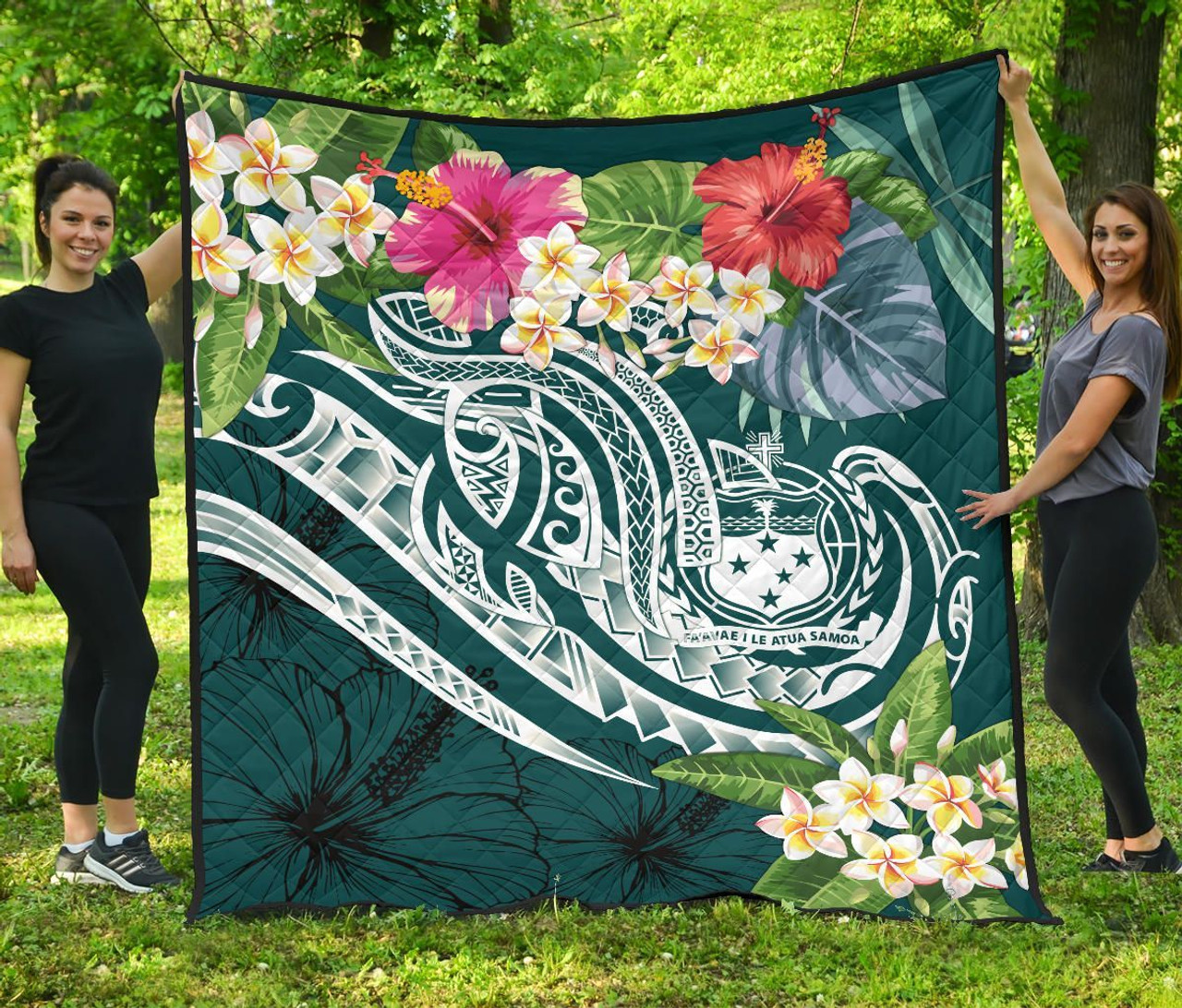 Samoa Polynesian Premium Quilt - Summer Plumeria 3