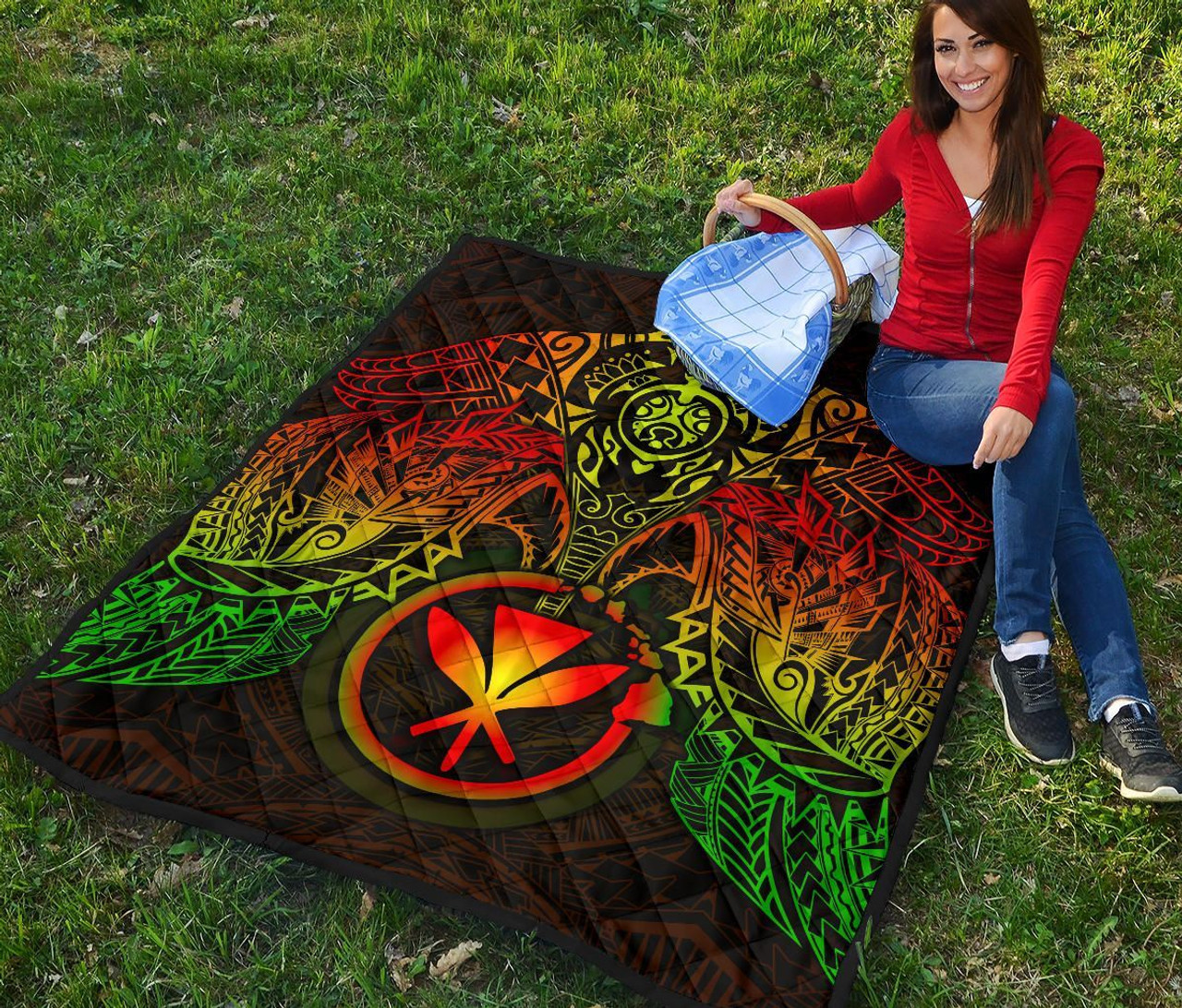 Hawaii Polynesian Premium Quilt - Reggae Kanaka Maoli Turtle Manta Ray 6