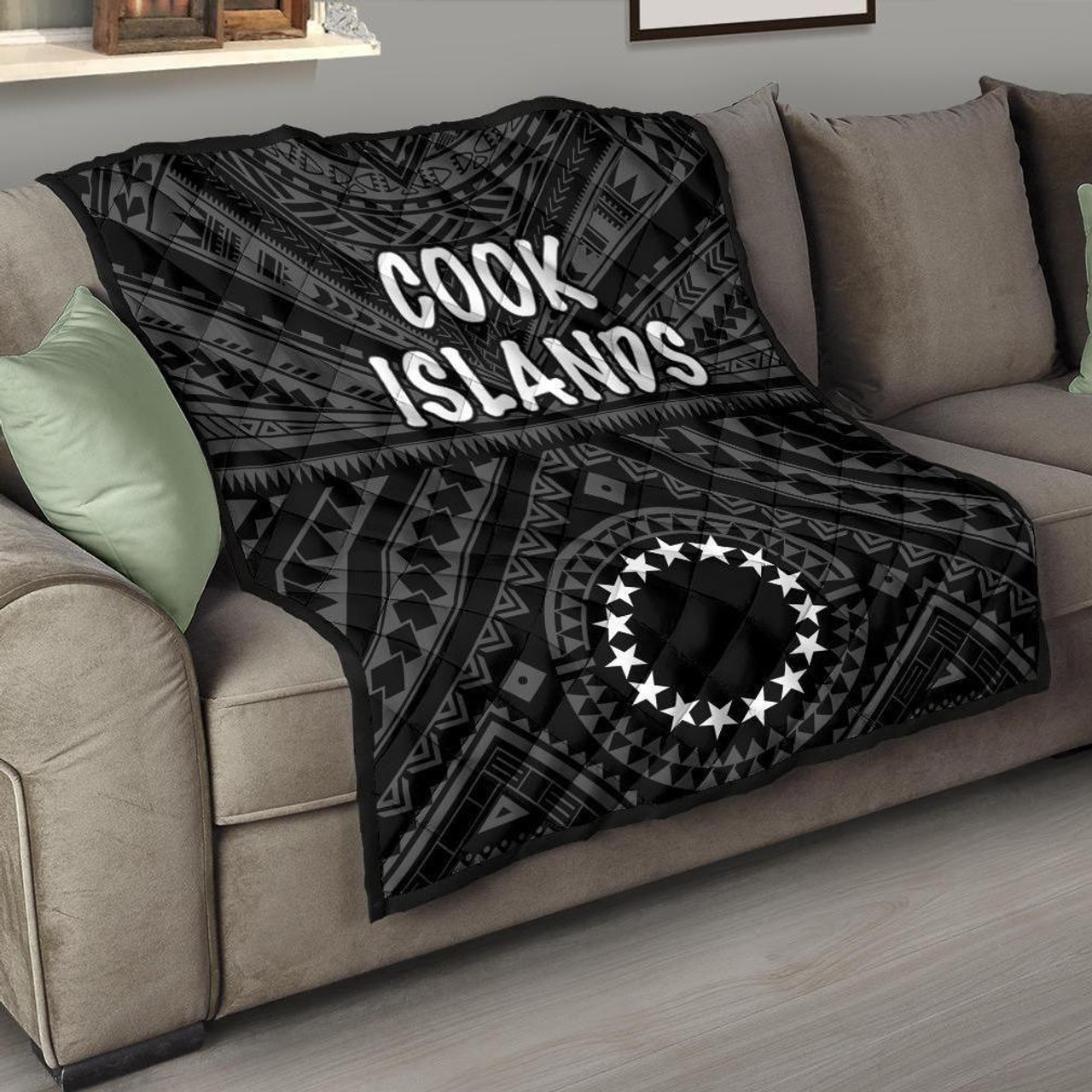 Cook Islands Premium Quilt - Seal With Polynesian Tattoo Style ( Black) 1