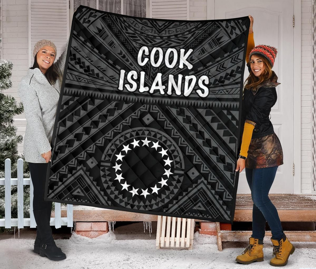 Cook Islands Premium Quilt - Seal With Polynesian Tattoo Style ( Black) 3