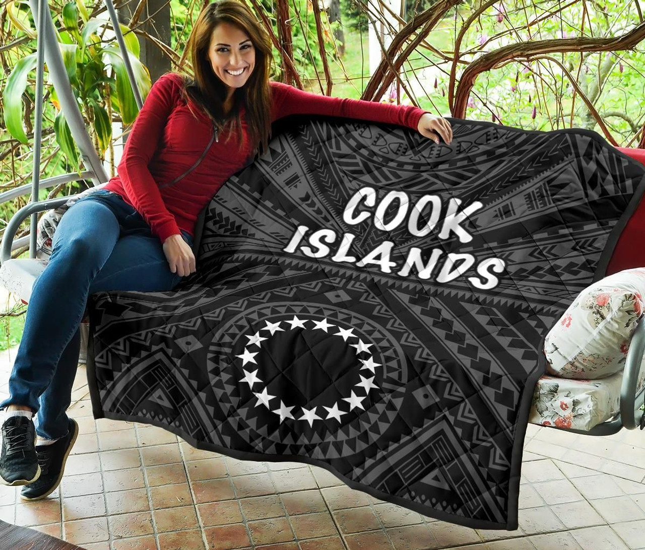 Cook Islands Premium Quilt - Seal With Polynesian Tattoo Style ( Black) 5