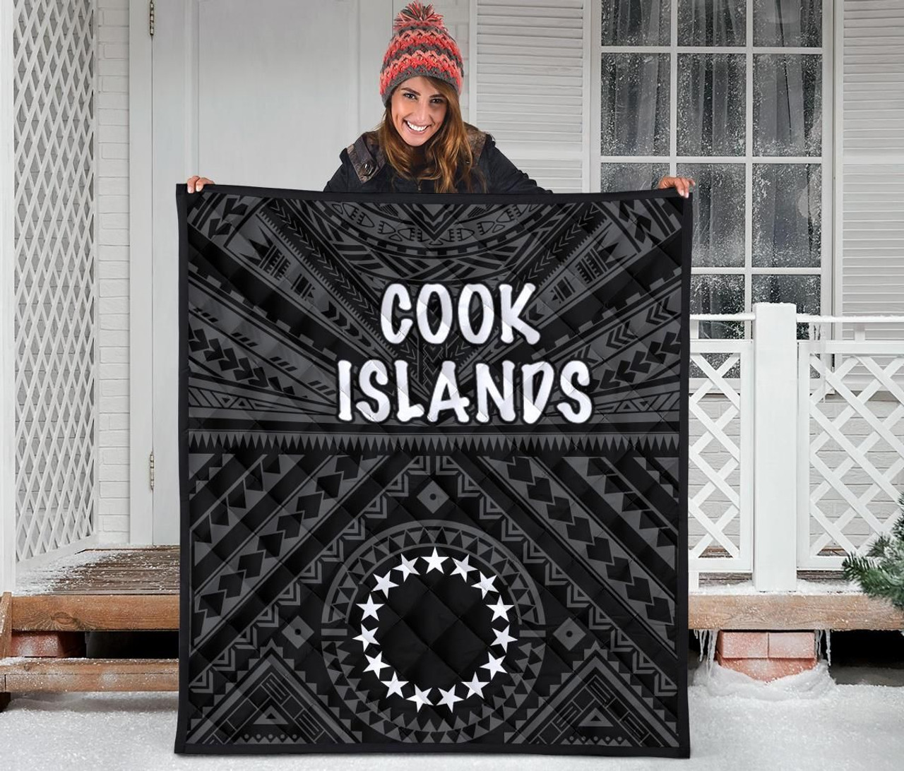 Cook Islands Premium Quilt - Seal With Polynesian Tattoo Style ( Black) 7