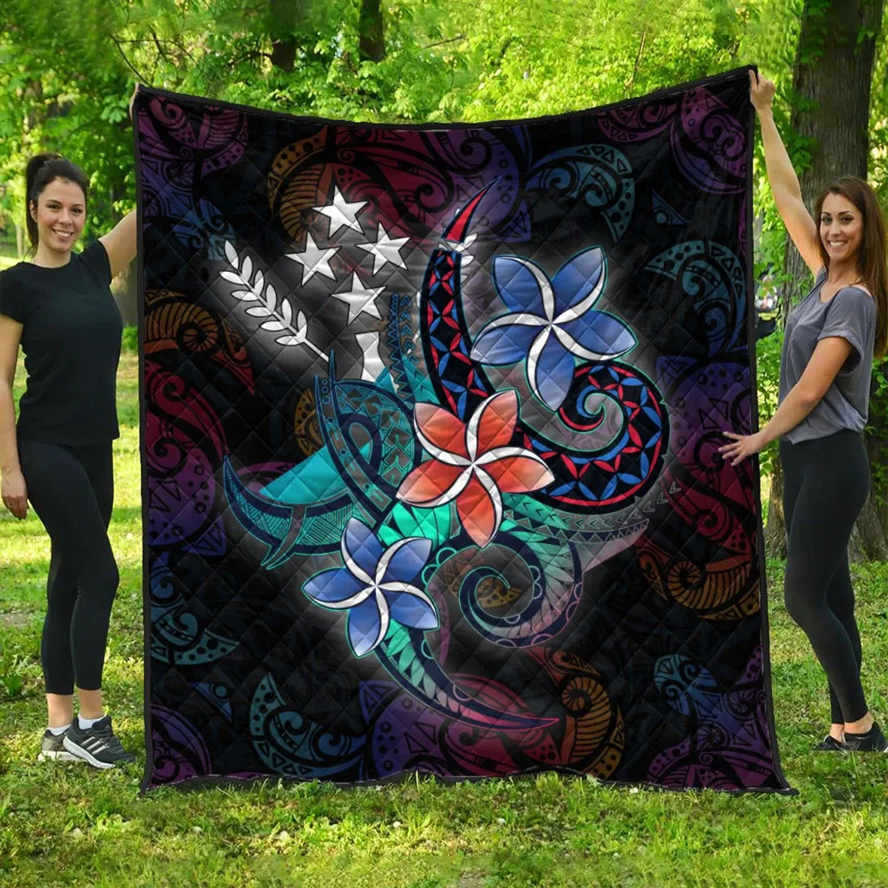 Kosrae State Quilt - Plumeria Flowers Style 1