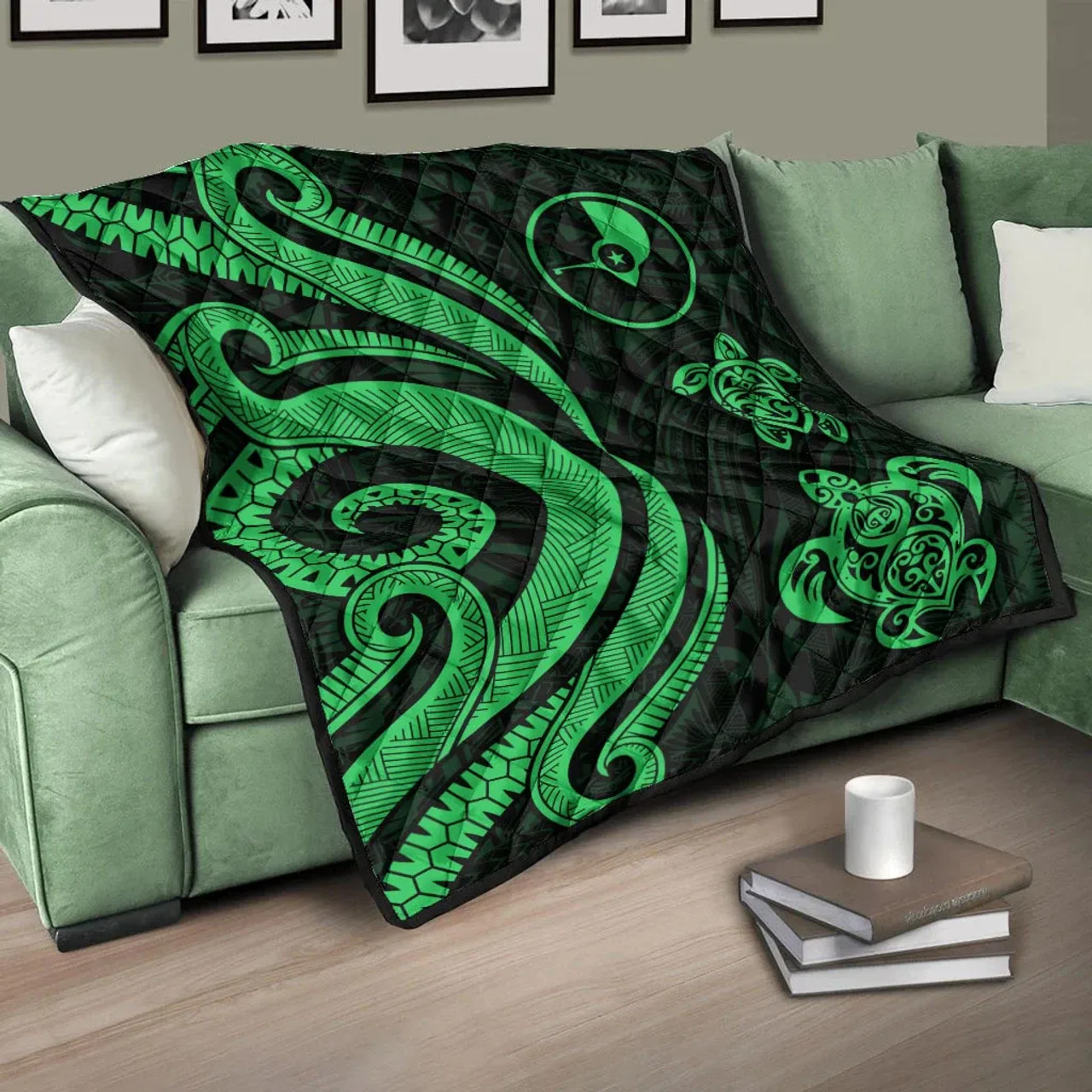 Yap Micronesian Premium Quilt - Green Tentacle Turtle 5