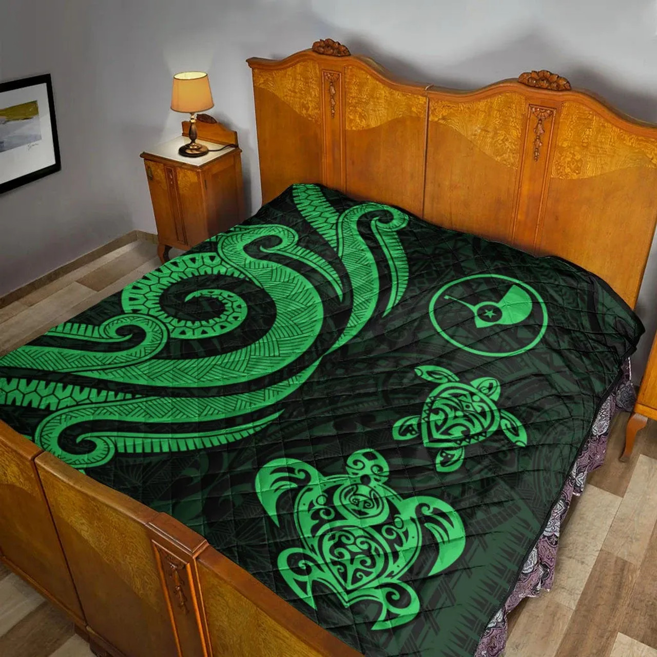 Yap Micronesian Premium Quilt - Green Tentacle Turtle 6