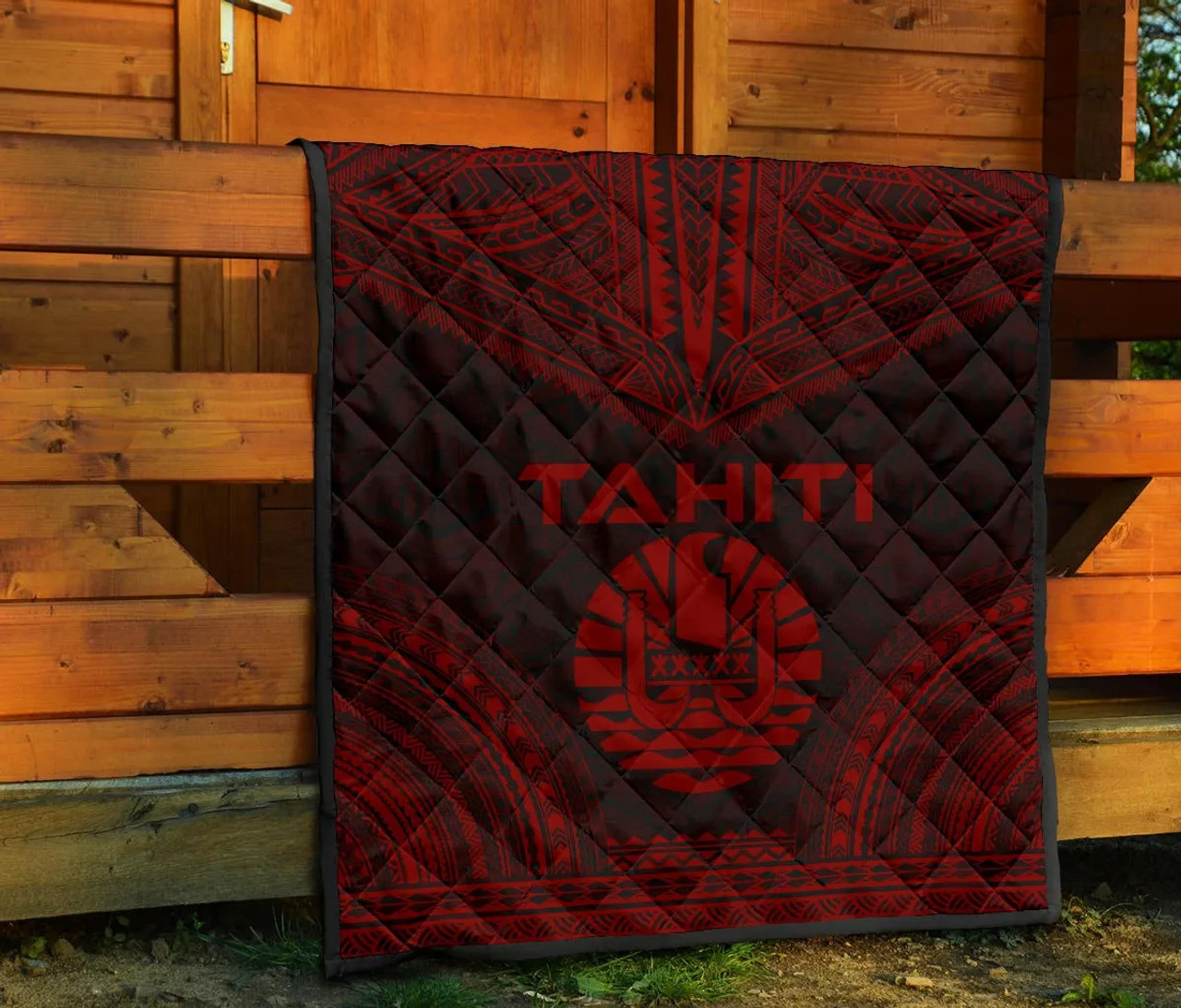 Tahiti Premium Quilt - Tahiti Flag Polynesian Chief Dark Red Version 7