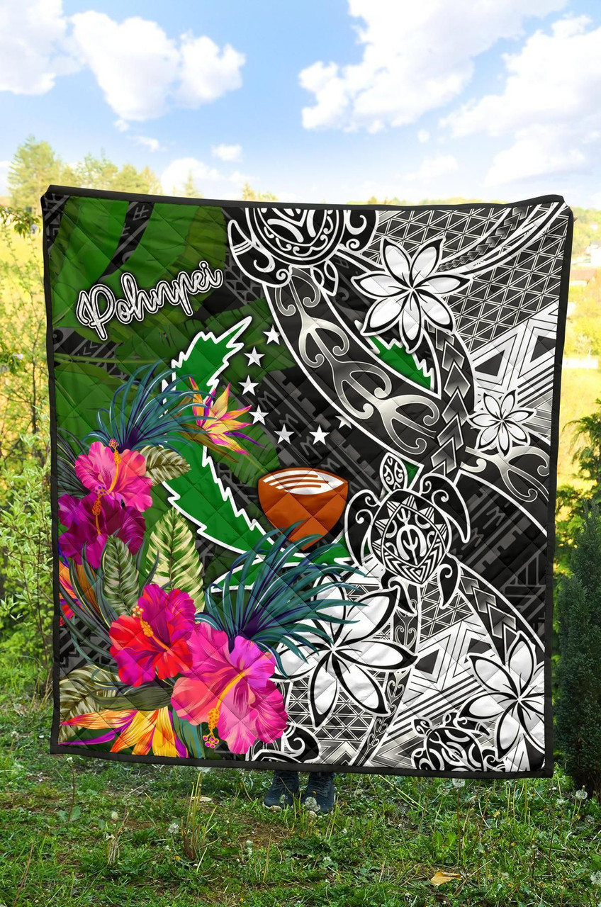 Pohnpei Premium Quilt - Turtle Plumeria Banana Leaf 4