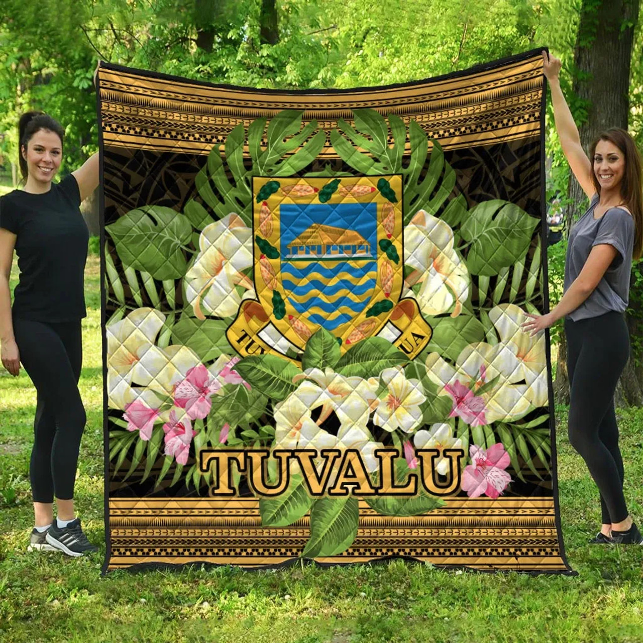 Tuvalu Premium Quilt - Polynesian Gold Patterns Collection 1