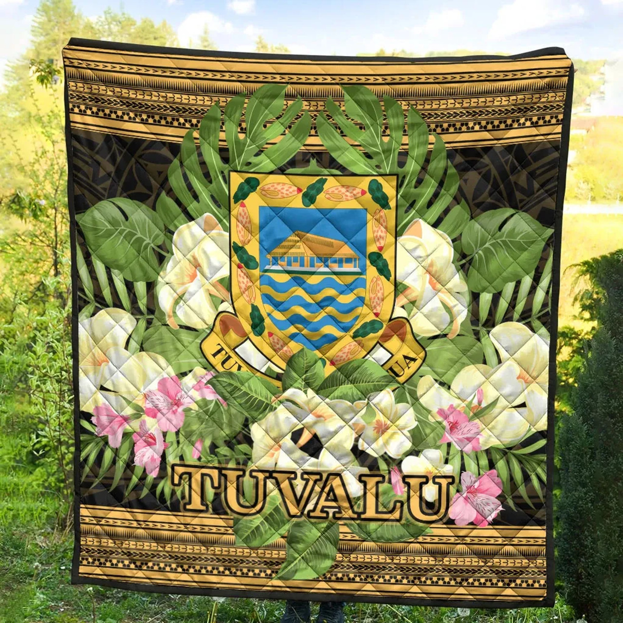 Tuvalu Premium Quilt - Polynesian Gold Patterns Collection 4
