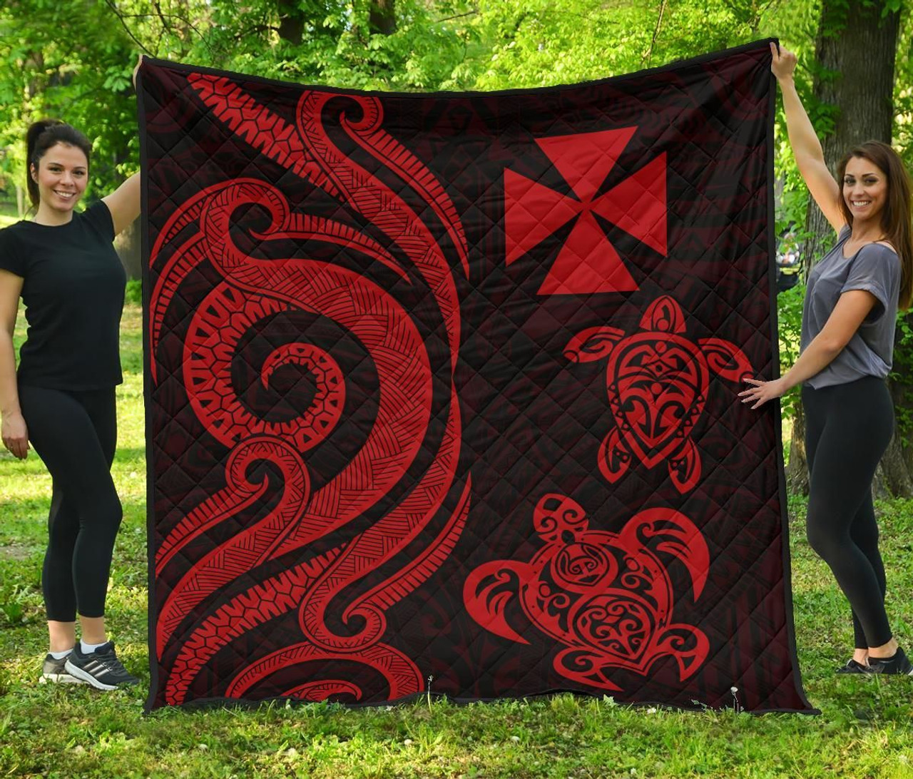 Wallis and Futuna Premium Quilt - Red Tentacle Turtle 1