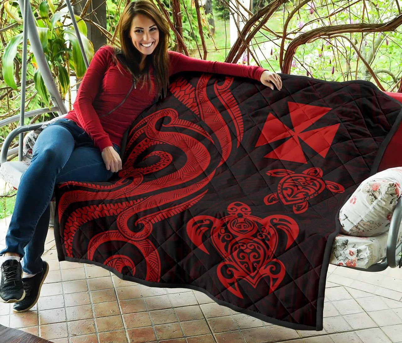 Wallis and Futuna Premium Quilt - Red Tentacle Turtle 7