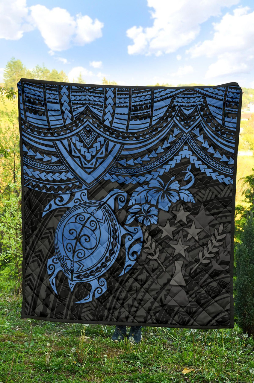 Kosrae Polynesian Premium Quilt - Blue Turtle 5