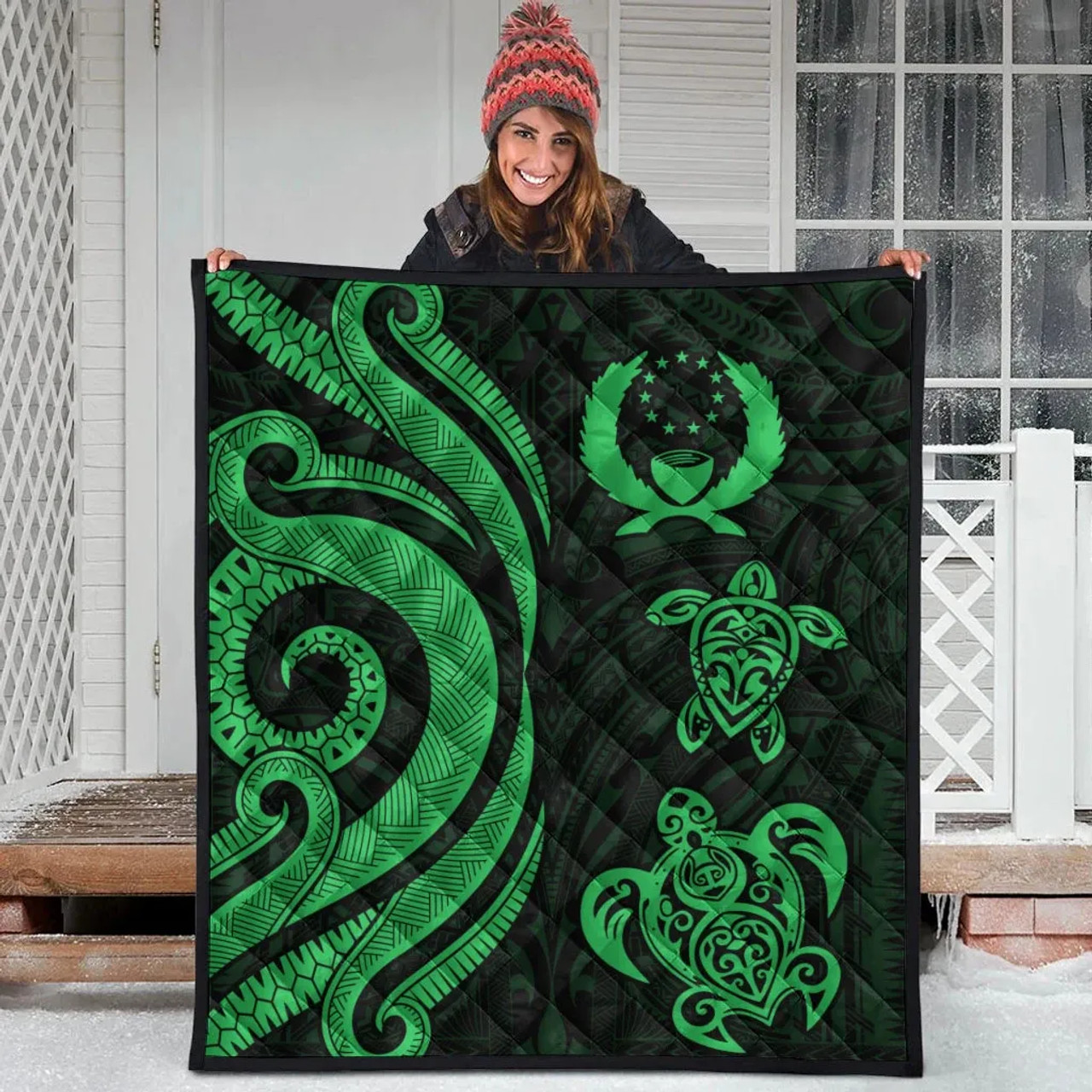 Pohnpei Premium Quilt - Green Tentacle Turtle 9