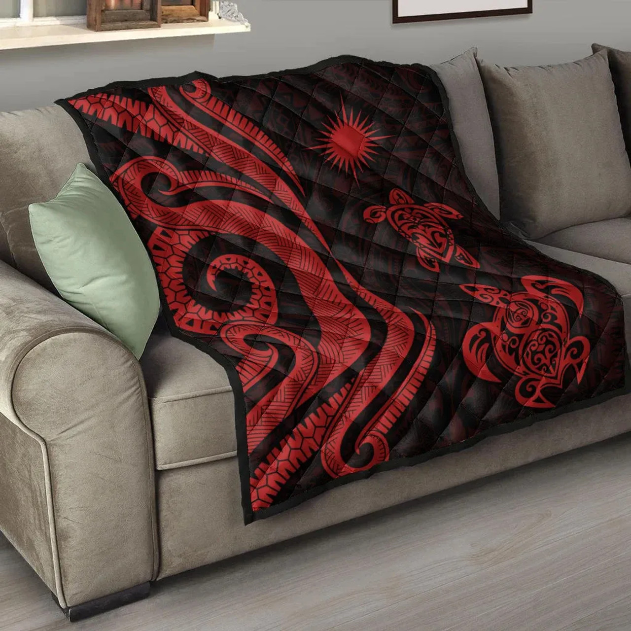 Marshall Islands Premium Quilt - Red Tentacle Turtle 7