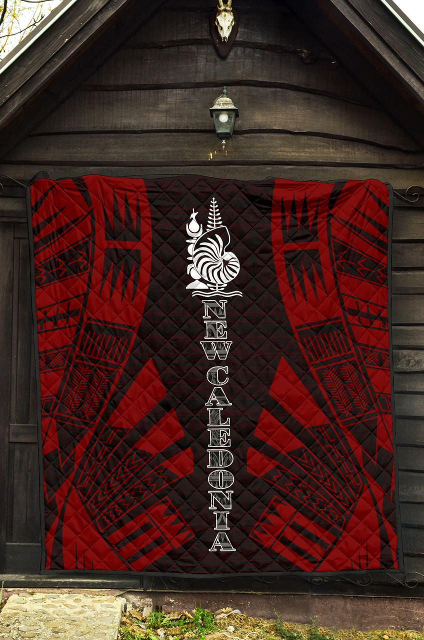 New Caledonia Premium Quilt - New Caledonia Coat Of Arms Polynesian Red Tattoo 5