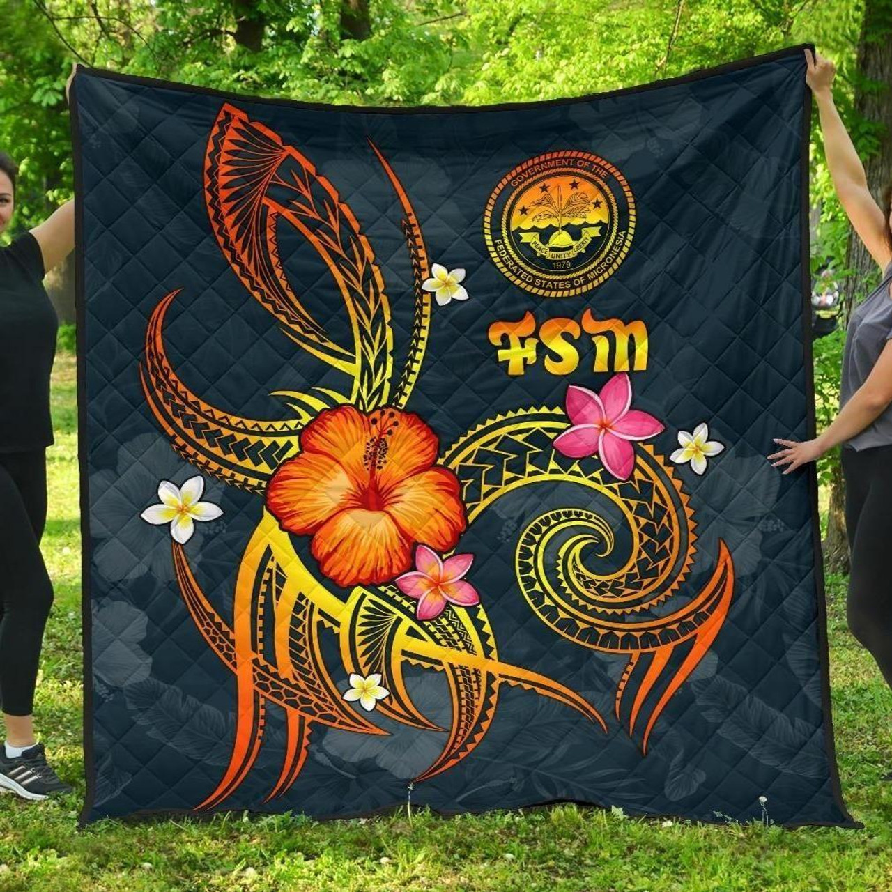 Federated States of Micronesia Polynesian Premium Quilt - Legend of FSM (Blue) 1
