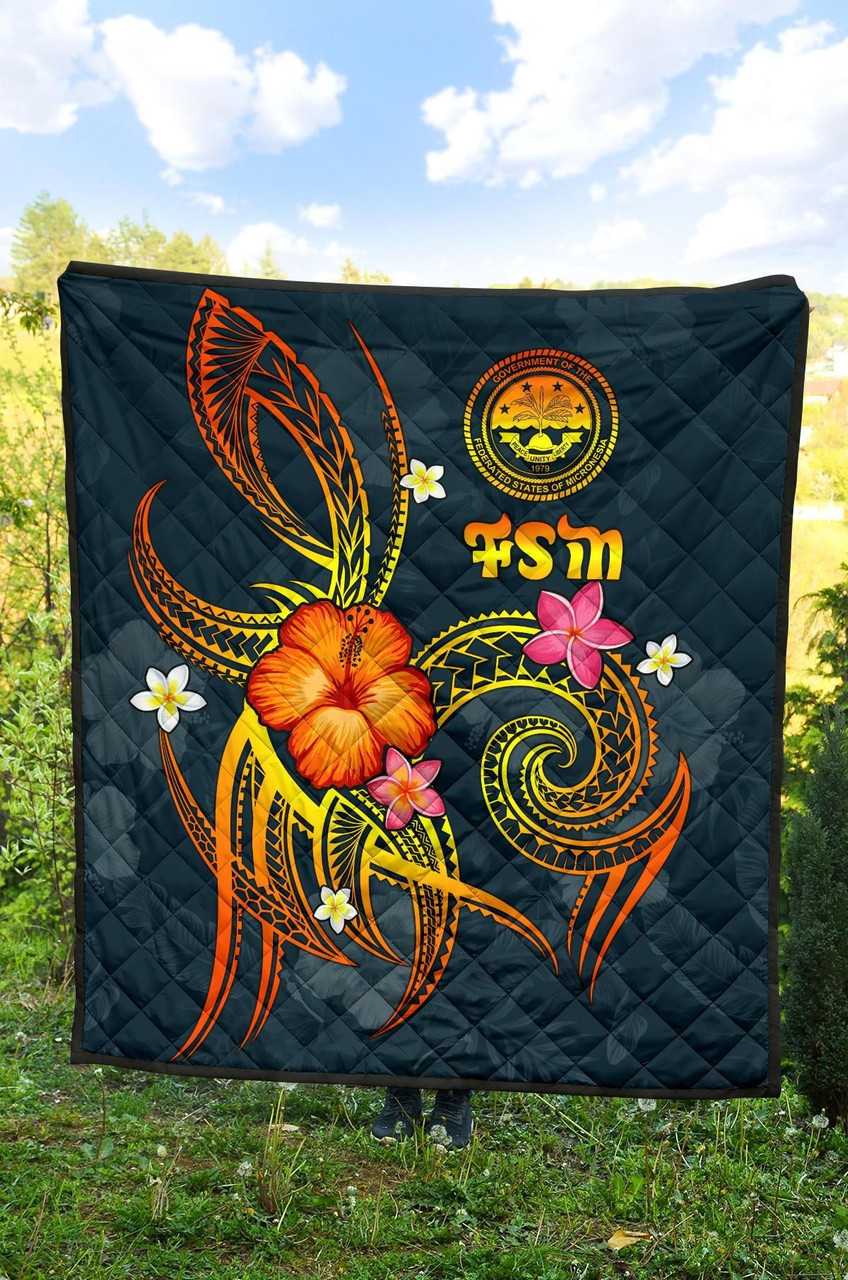 Federated States of Micronesia Polynesian Premium Quilt - Legend of FSM (Blue) 4